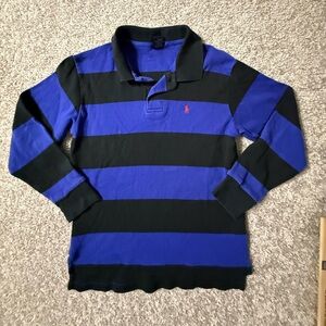 Ralph Lauren Polo Blue Black Striped Rugby Shirt Women’s Small